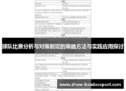 球队比赛分析与对策制定的策略方法与实践应用探讨