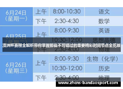 澳洲杯赛程全解析带你掌握那些不可错过的重要精彩时间节点全览版